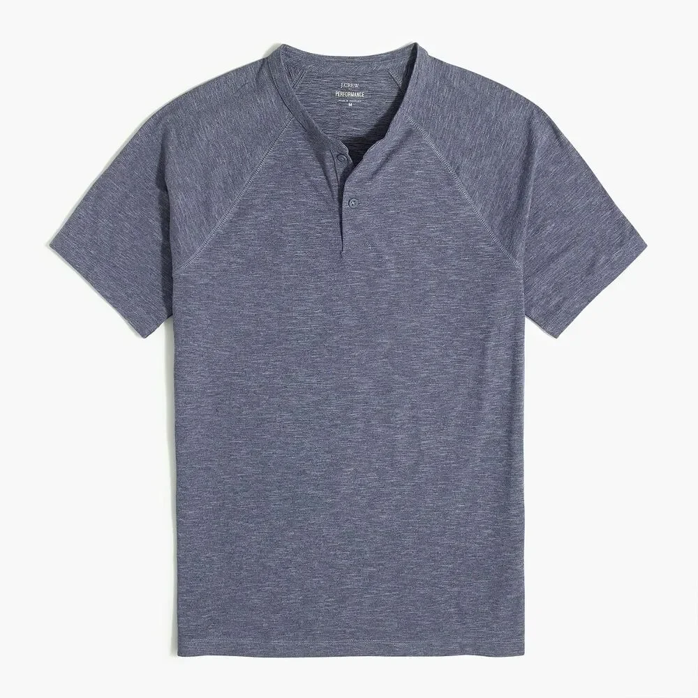 NWT J.Crew Performance Henley Navy Shirt Mens Size Large